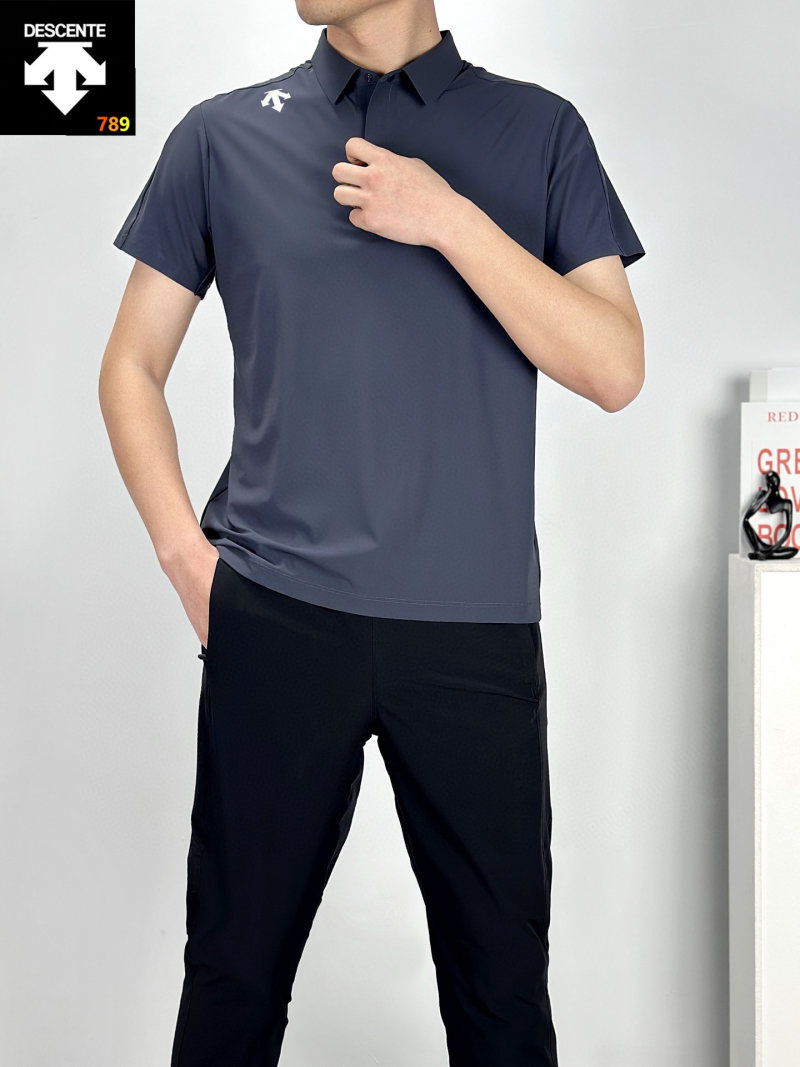 Descente Men's Quick-Dry Polo Shirt – Navy Blue view