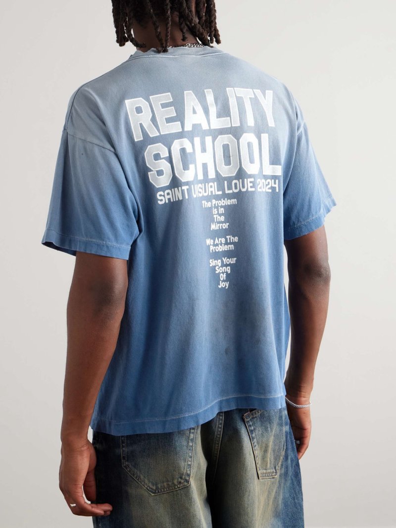 Reality School Graphic Print Oversized T-Shirt Blue view