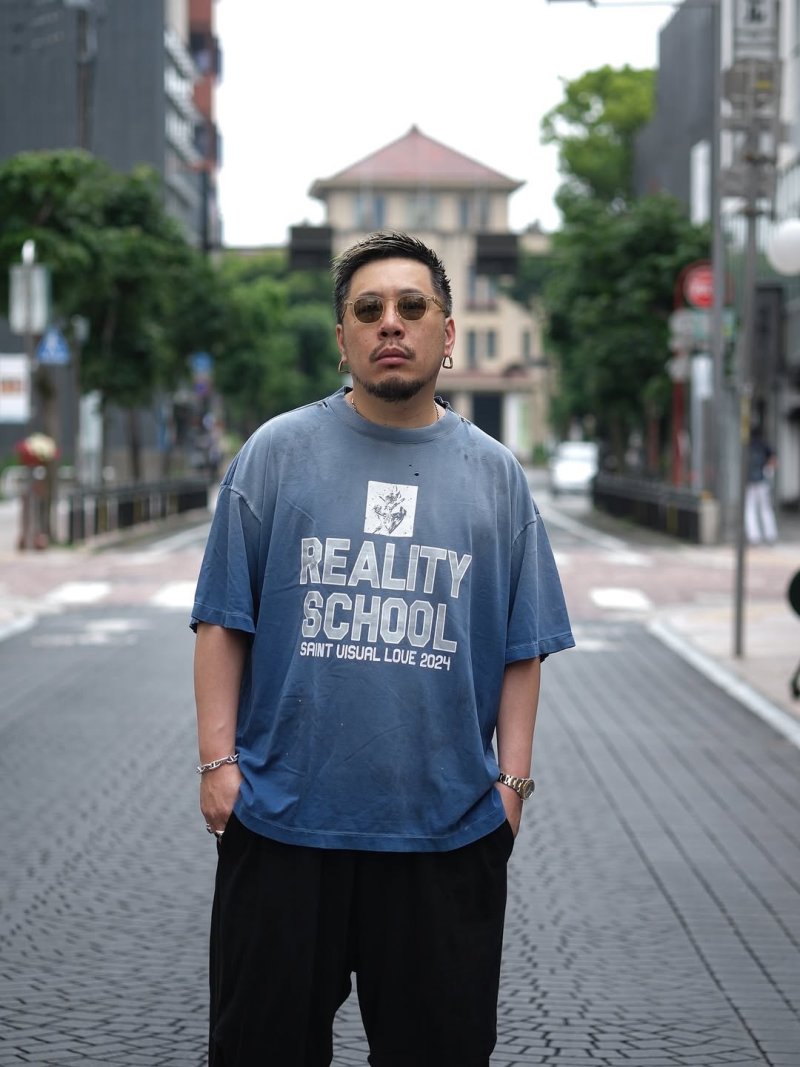 Reality School Graphic Print Oversized T-Shirt Blue view