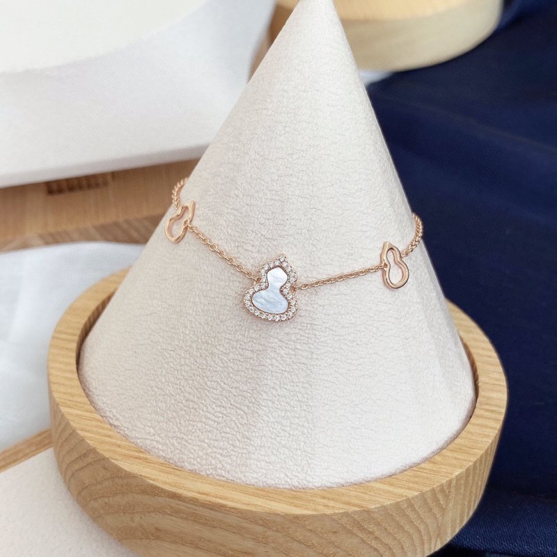 Rose Gold Gourd Charm Bracelet with CZ Crystals view