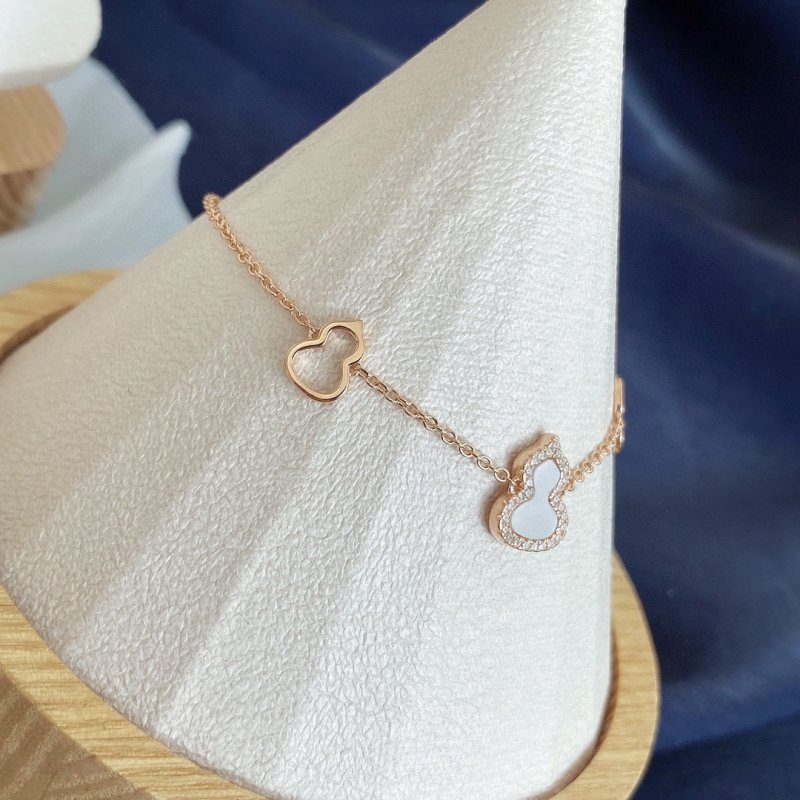 Rose Gold Gourd Charm Bracelet with CZ Crystals view