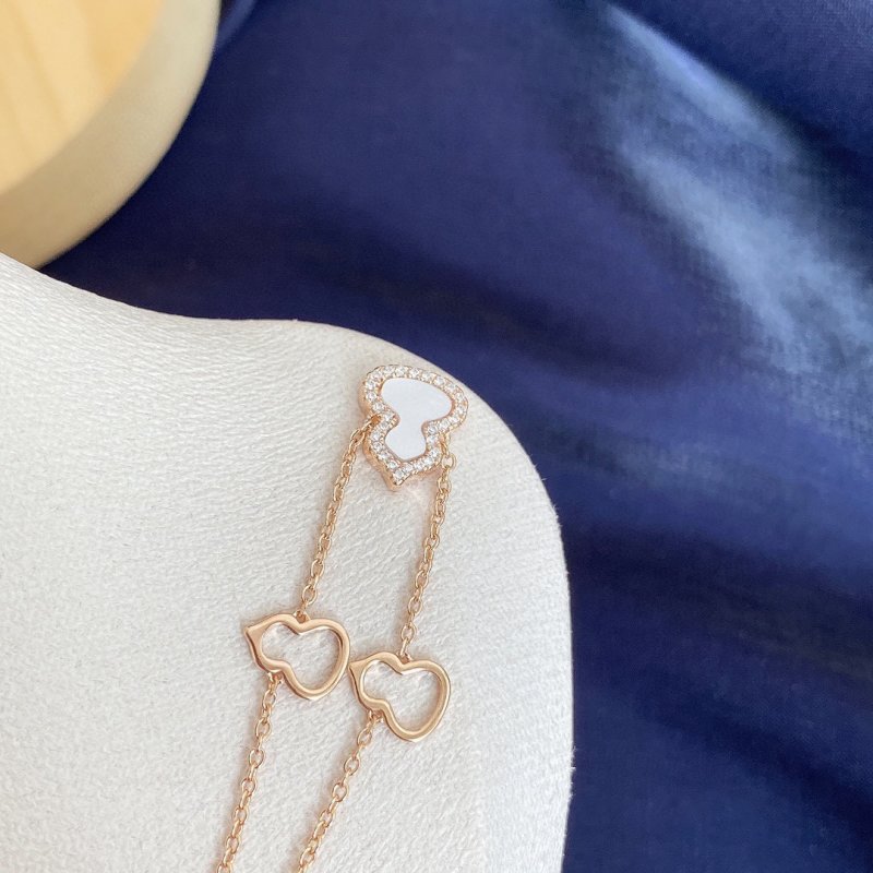 Rose Gold Gourd Charm Bracelet with CZ Crystals view