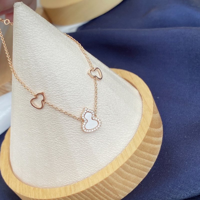 Rose Gold Gourd Charm Bracelet with CZ Crystals view