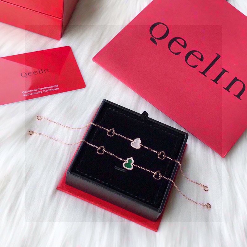 Rose Gold Gourd Charm Bracelet with CZ Crystals view