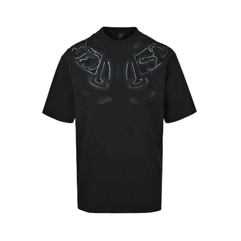 Black Oversized T-Shirt with Embroidered Wing Graphic view