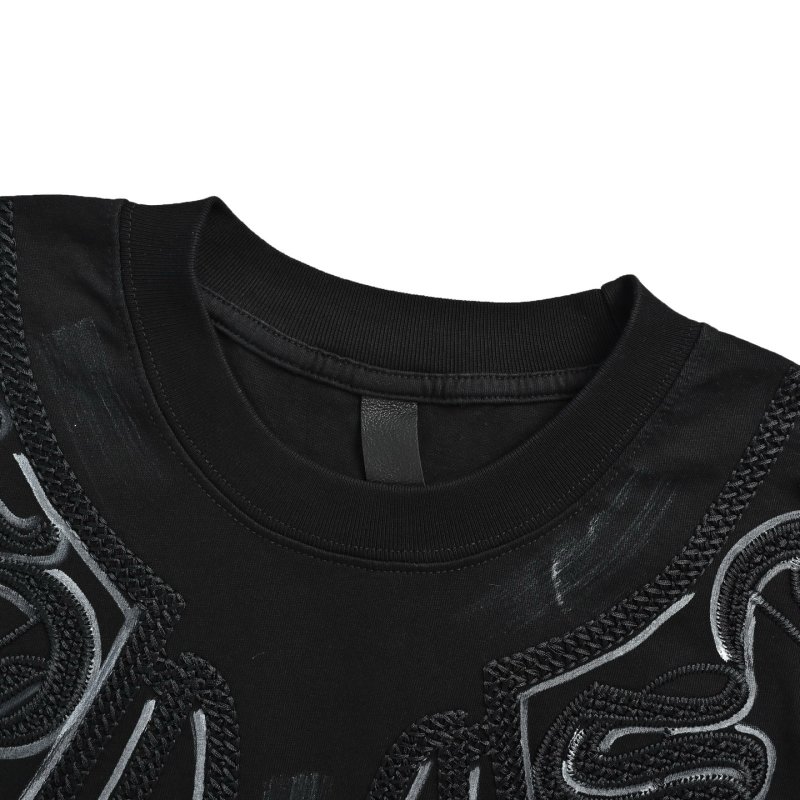 Black Oversized T-Shirt with Embroidered Wing Graphic view