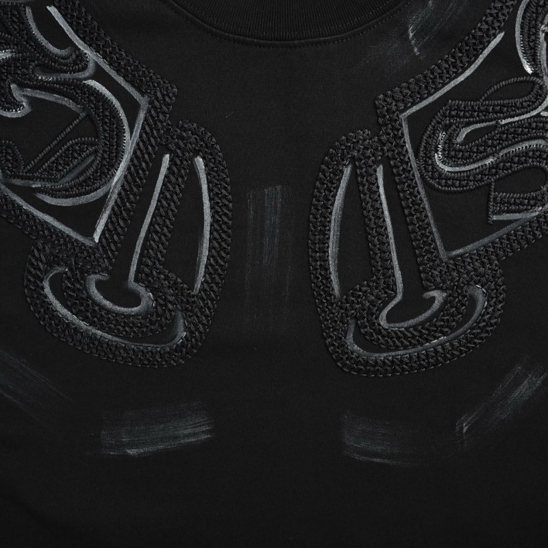 Black Oversized T-Shirt with Embroidered Wing Graphic view