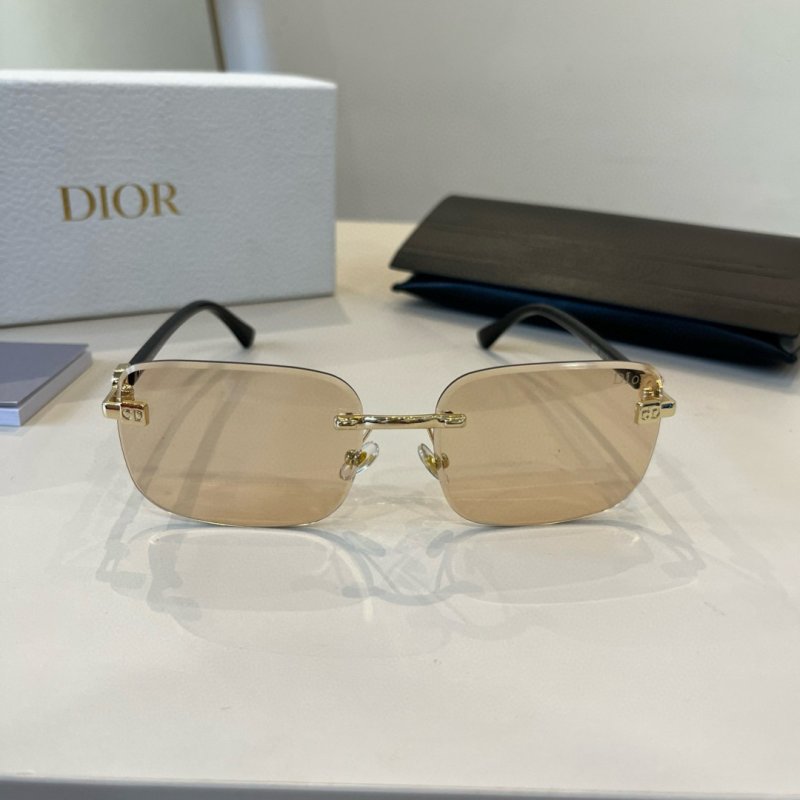 Dior CD Square Metal Frame Sunglasses - Gold & Black view
