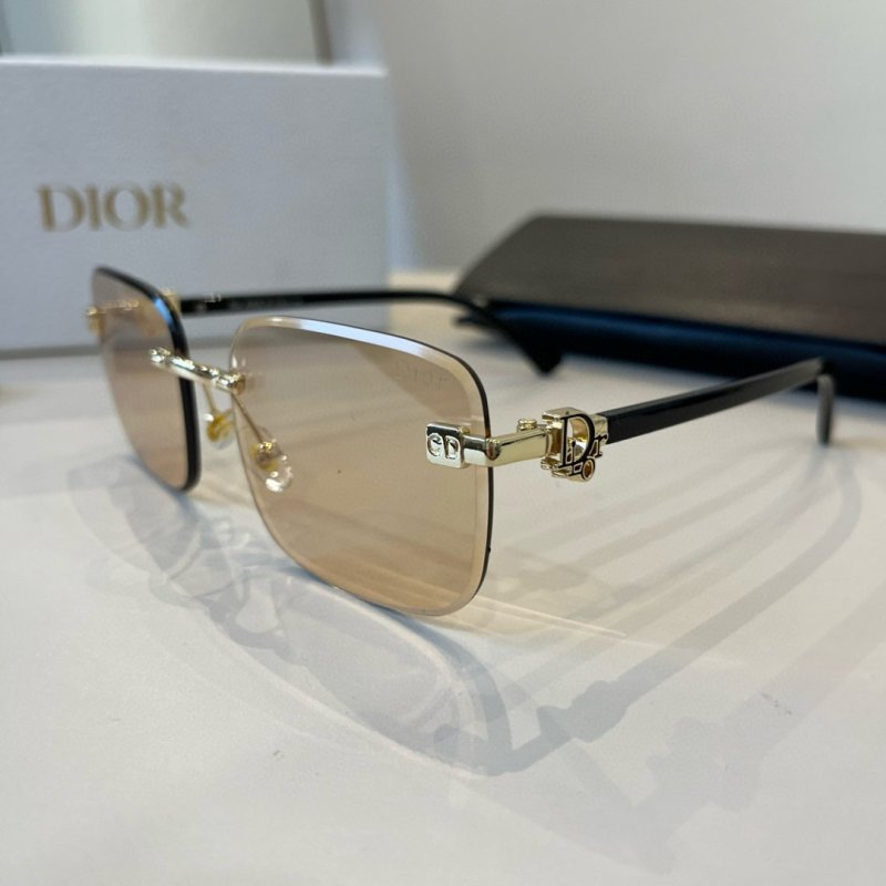 Dior CD Square Metal Frame Sunglasses - Gold & Black view