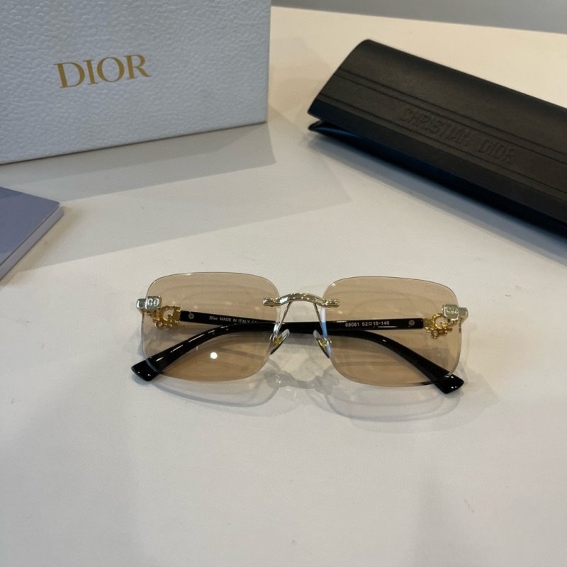 Dior CD Square Metal Frame Sunglasses - Gold & Black view