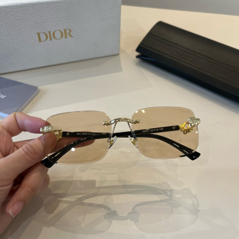 Dior CD Square Metal Frame Sunglasses - Gold & Black view