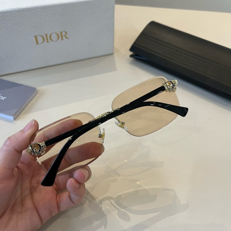 Dior CD Square Metal Frame Sunglasses - Gold & Black view