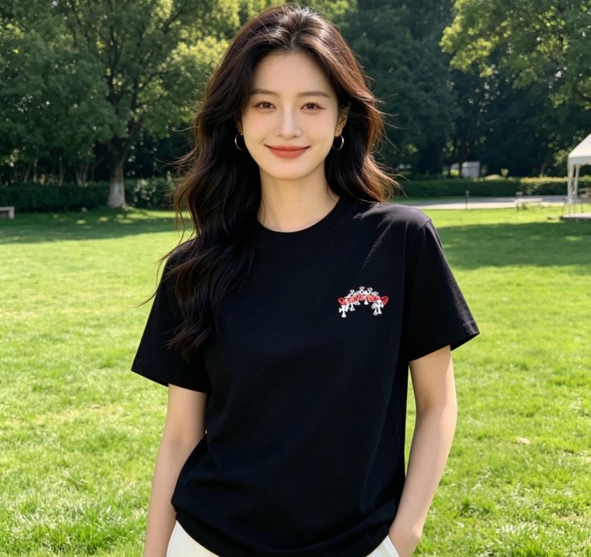 Black Embroidered Floral Short Sleeve T-Shirt