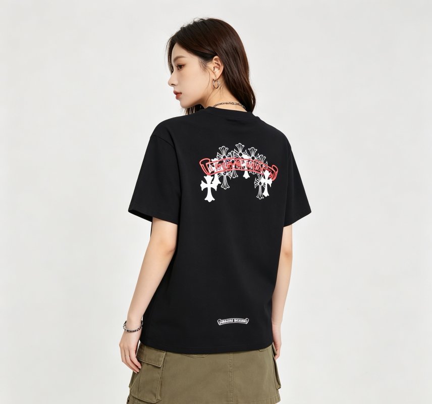 Black Embroidered Floral Short Sleeve T-Shirt view