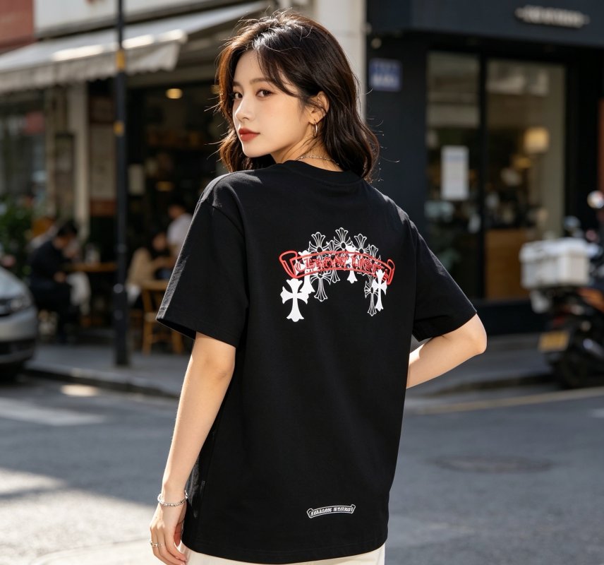 Black Embroidered Floral Short Sleeve T-Shirt view