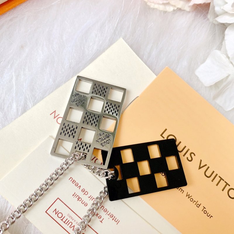 Louis Vuitton Damier Checkerboard Pendant Necklace Gold/Black view