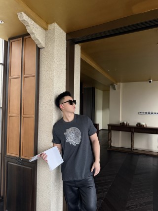 Versace Medusa Embroidered Charcoal T-Shirt view 3