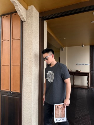 Versace Medusa Embroidered Charcoal T-Shirt view 4