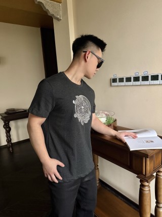 Versace Medusa Embroidered Charcoal T-Shirt view 5