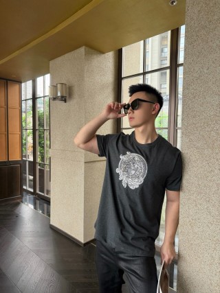 Versace Medusa Embroidered Charcoal T-Shirt view 7