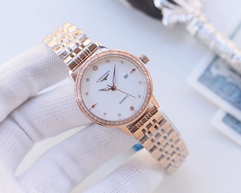 Longines Inspired Diamond Bezel Silver Quartz Watch view