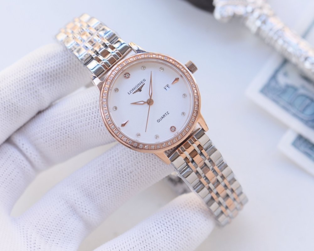 Longines Inspired Diamond Bezel Silver Quartz Watch view