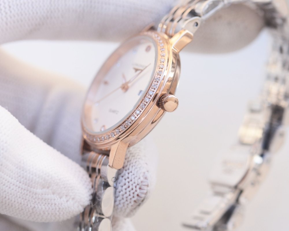 Longines Inspired Diamond Bezel Silver Quartz Watch view