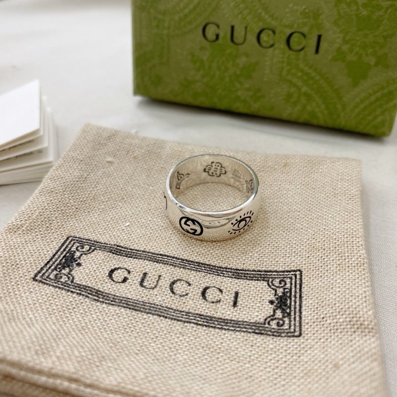 Gucci Double G Fearless Wide Band Silver Ring
