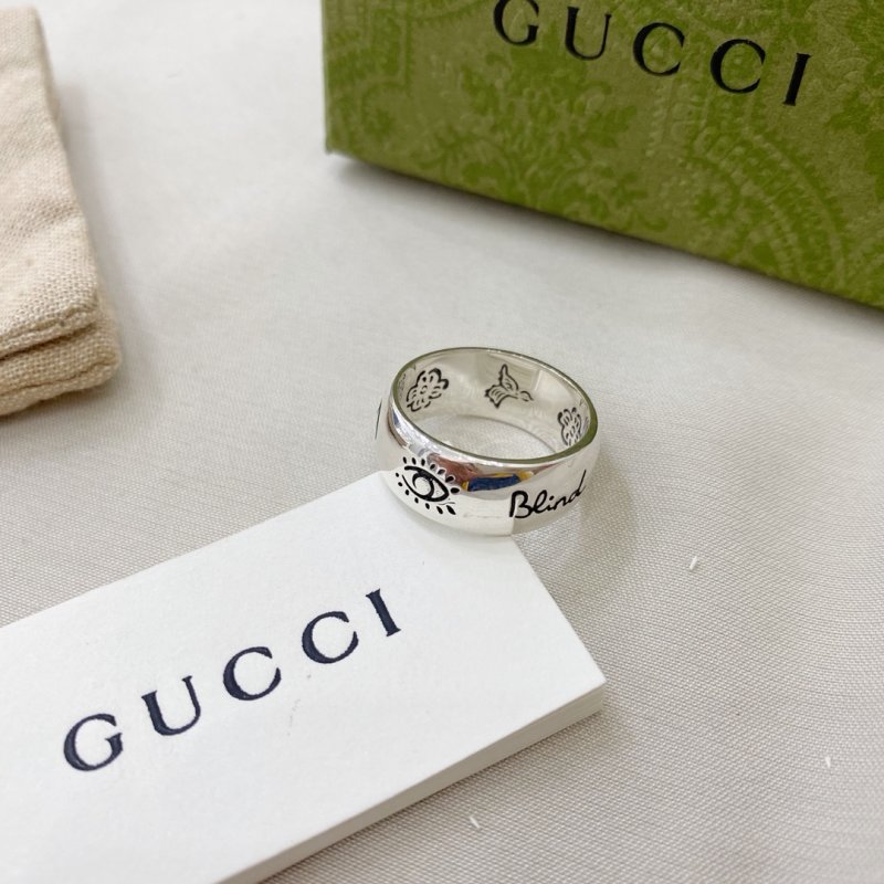 Gucci Double G Fearless Wide Band Silver Ring view