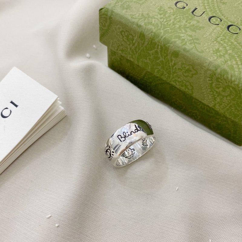 Gucci Double G Fearless Wide Band Silver Ring view