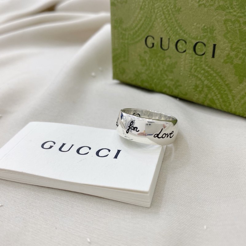 Gucci Double G Fearless Wide Band Silver Ring view