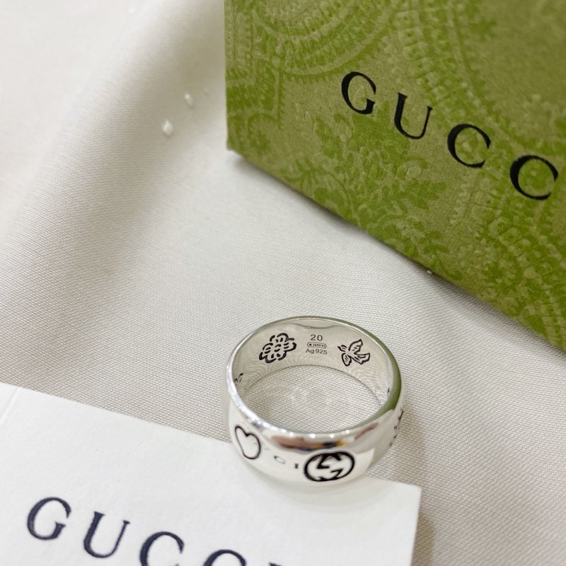 Gucci Double G Fearless Wide Band Silver Ring view