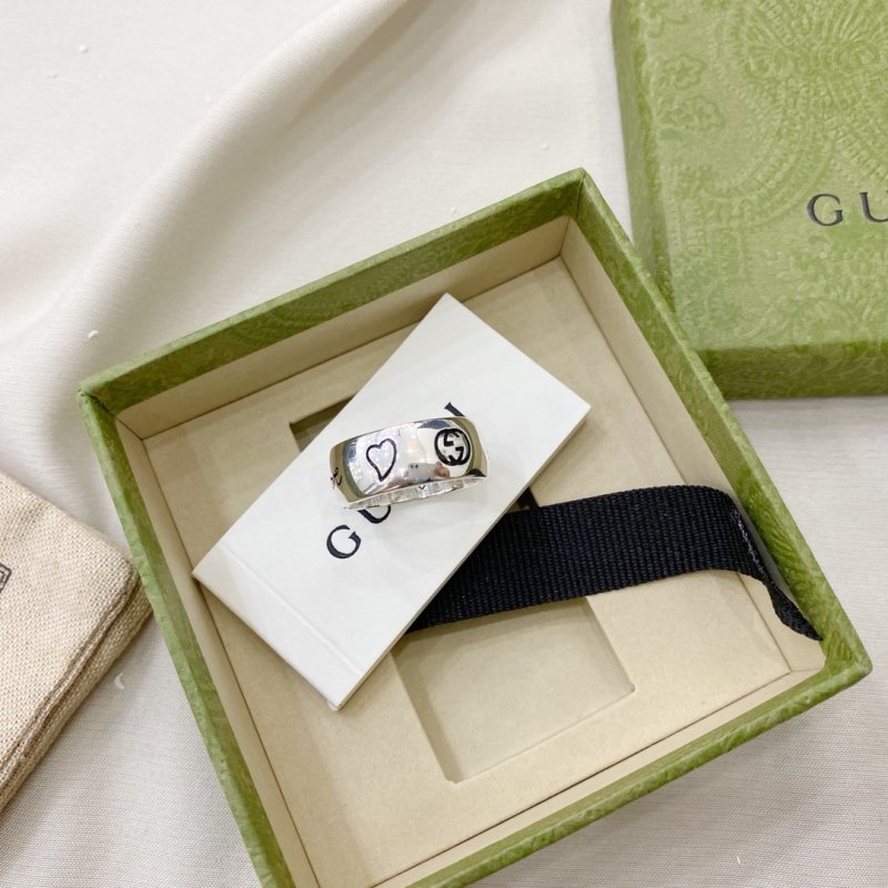 Gucci Double G Fearless Wide Band Silver Ring view