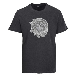 Versace Medusa Embroidered Charcoal T-Shirt view 9