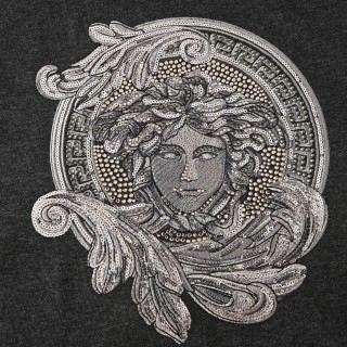 Versace Medusa Embroidered Charcoal T-Shirt view 12