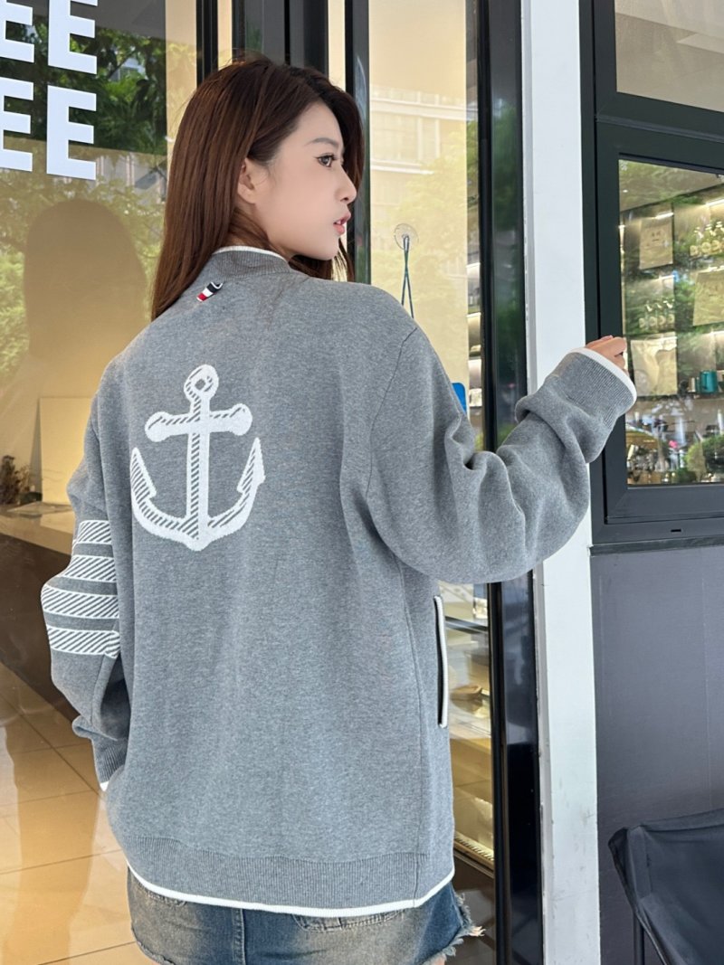 Thom Browne Grey Anchor Cardigan Sweater view