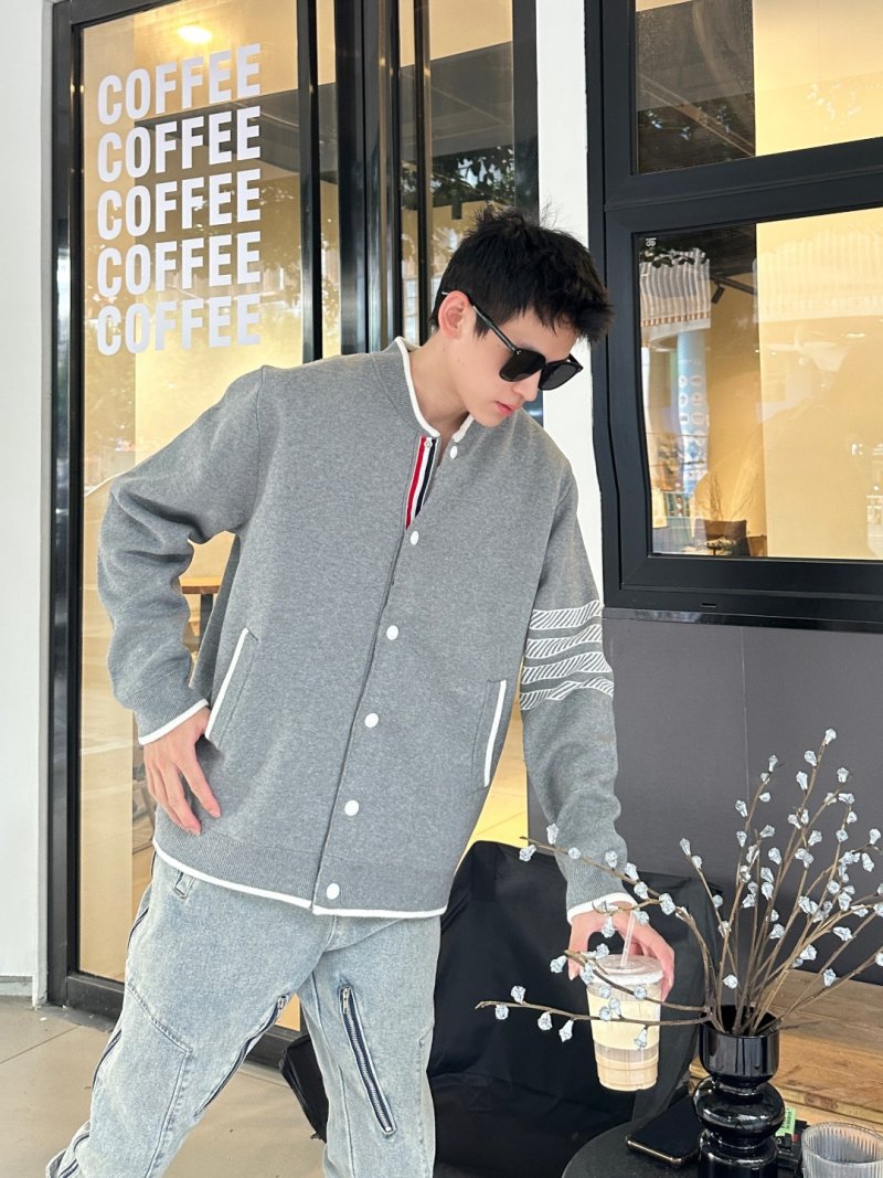 Thom Browne Grey Anchor Cardigan Sweater view