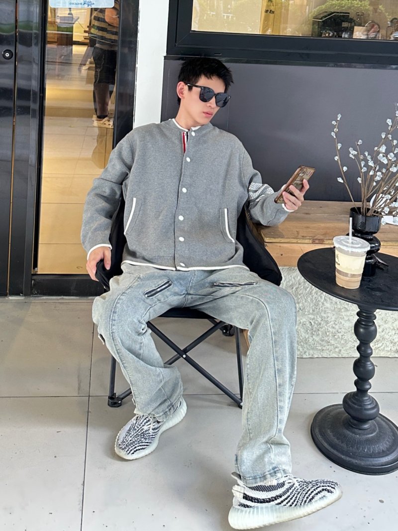 Thom Browne Grey Anchor Cardigan Sweater view