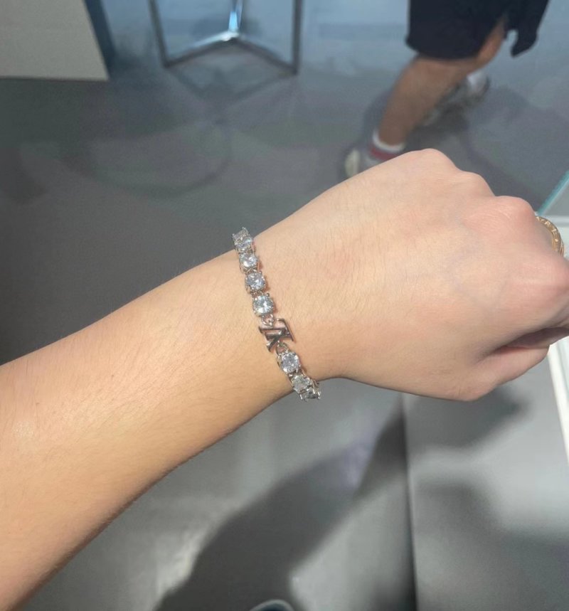 Louis Vuitton LV Crystals Letter Bracelet Silver