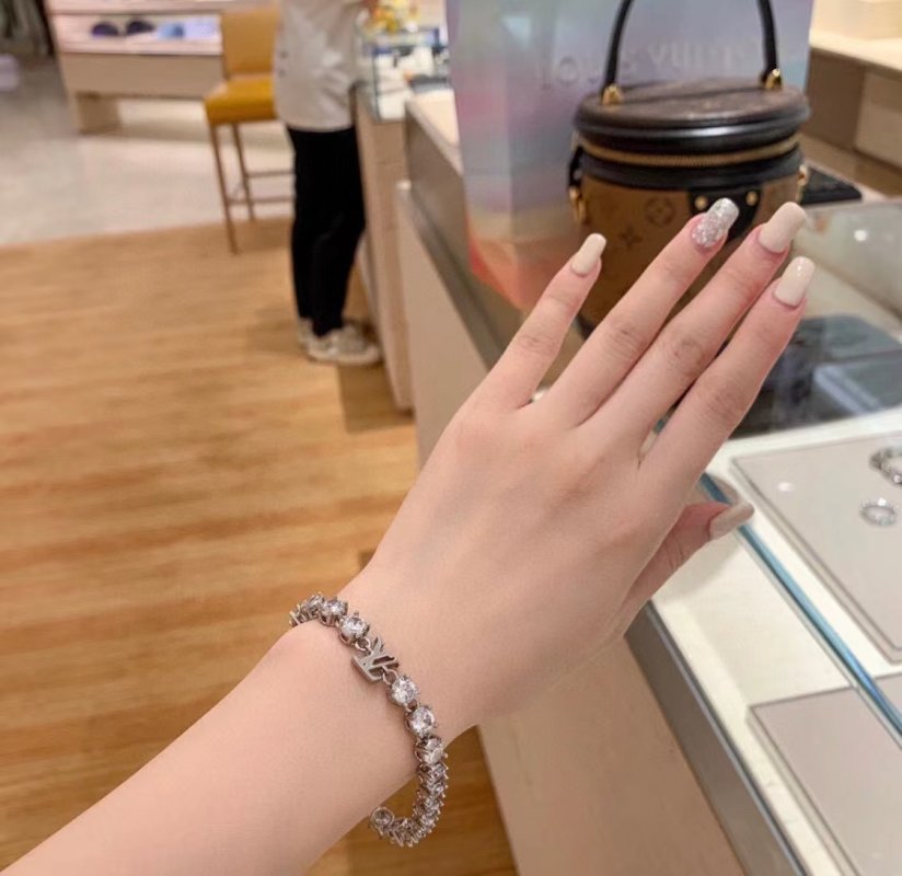 Louis Vuitton LV Crystals Letter Bracelet Silver view