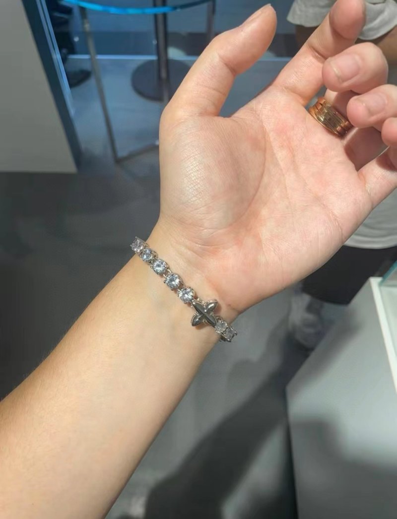 Louis Vuitton LV Crystals Letter Bracelet Silver view