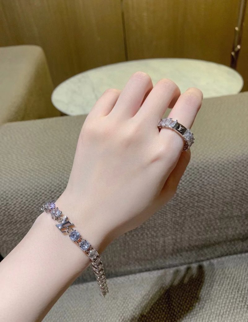 Louis Vuitton LV Crystals Letter Bracelet Silver view