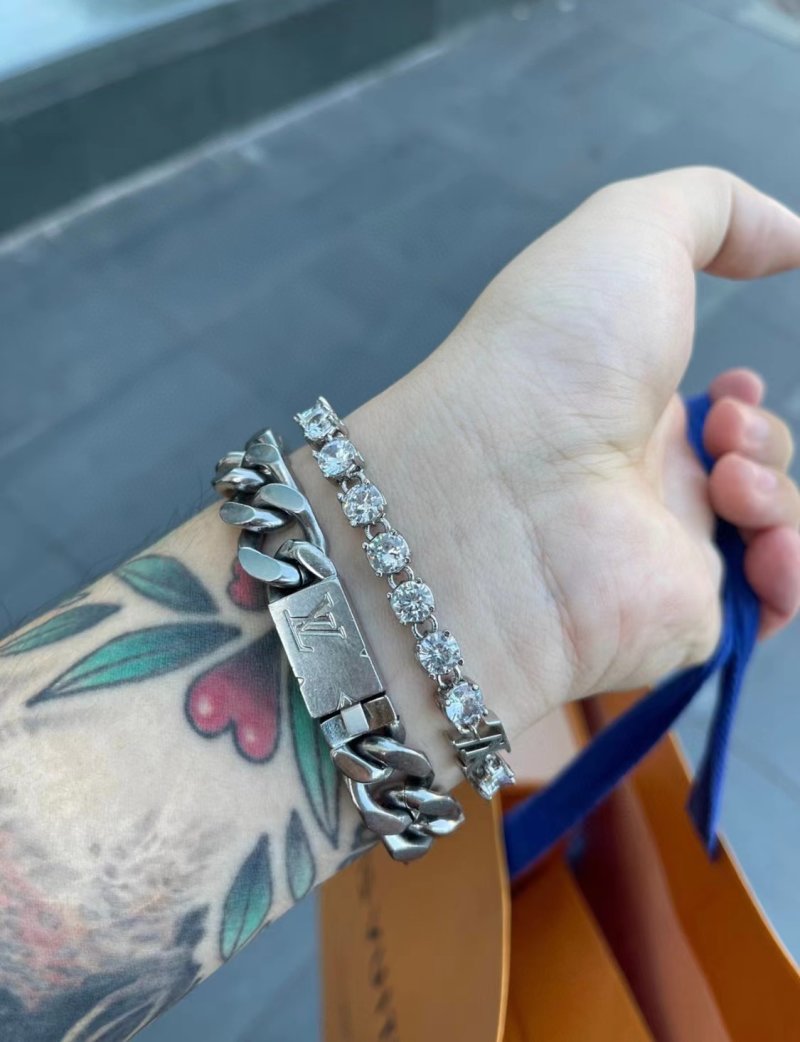 Louis Vuitton LV Crystals Letter Bracelet Silver view