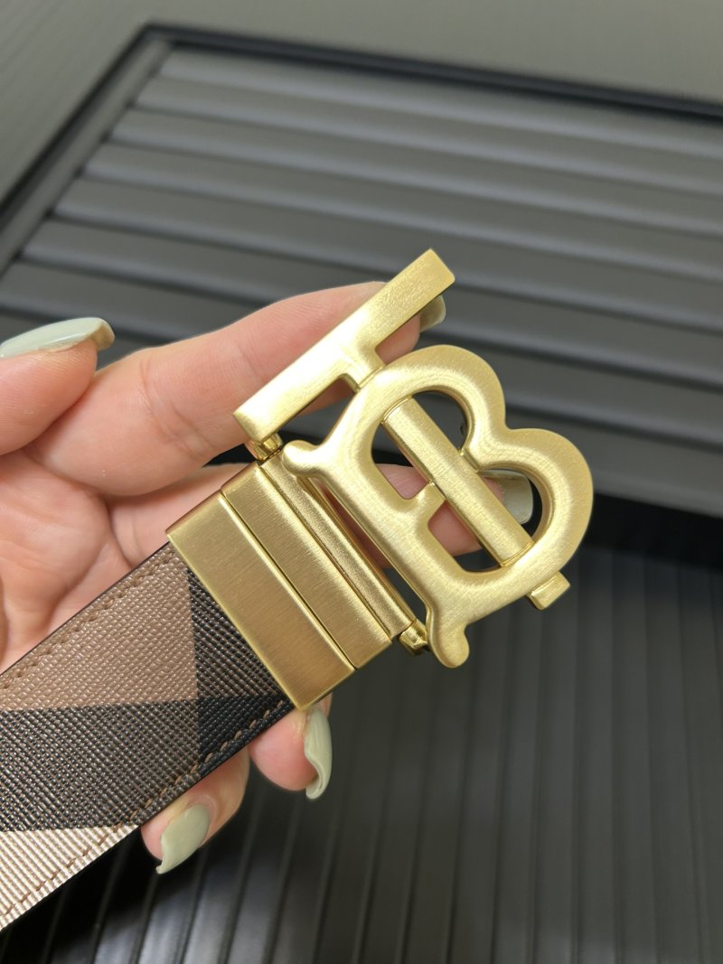 Burberry London Check Canvas Belt with Gold TB Buckle