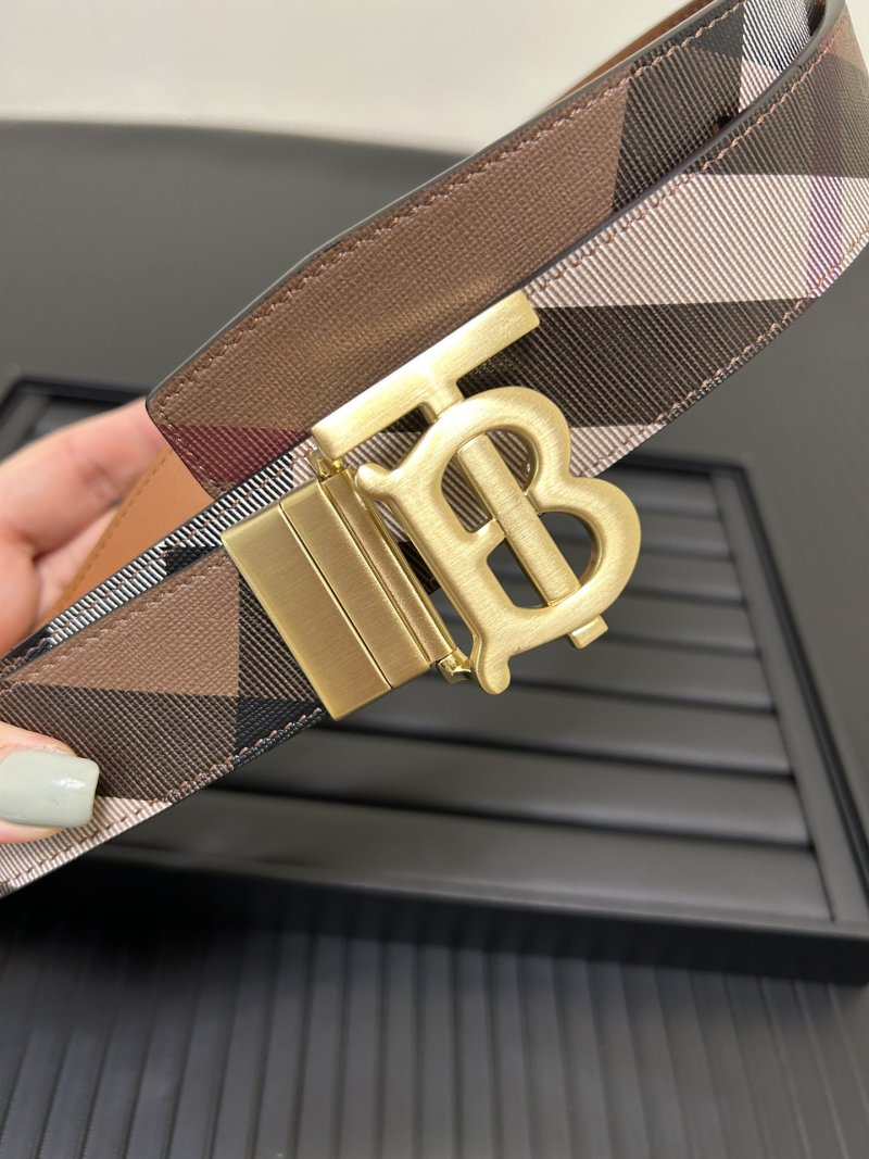 Burberry London Check Canvas Belt with Gold TB Buckle view