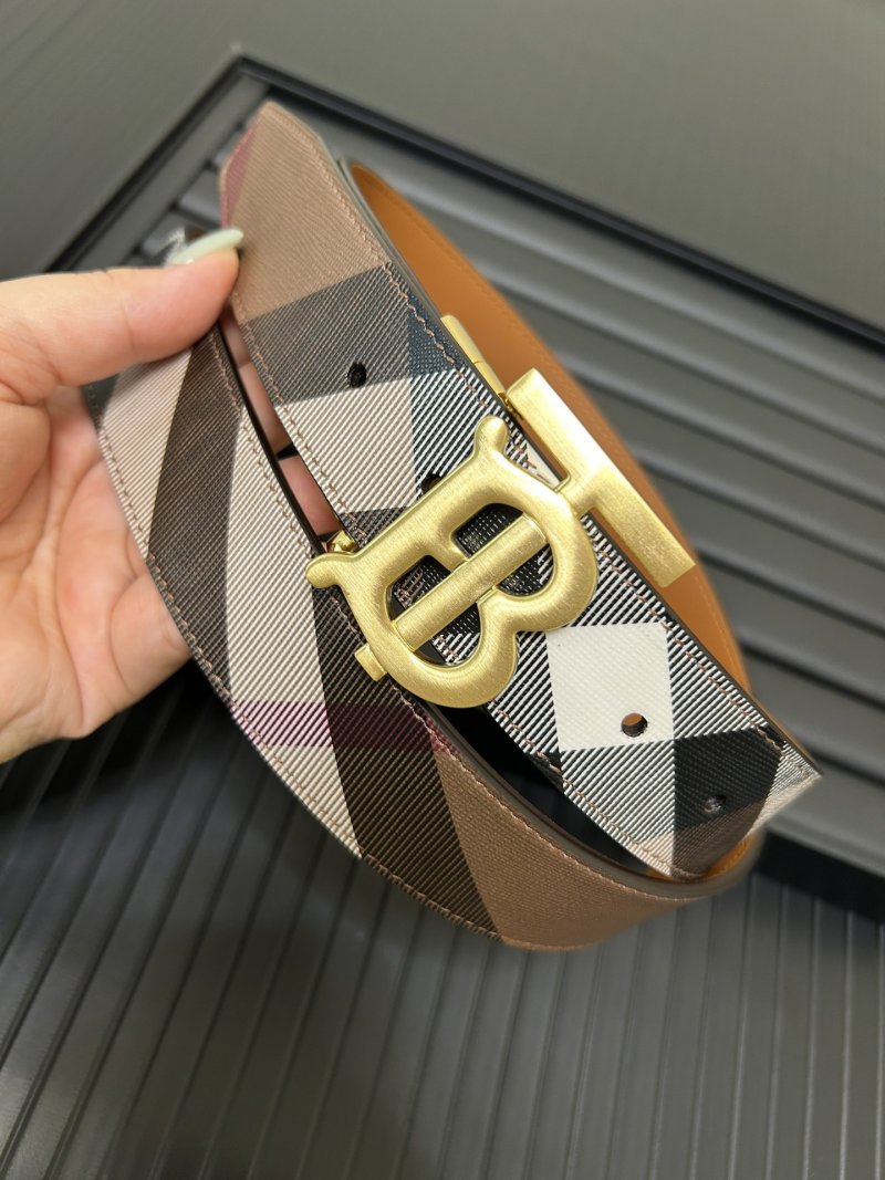 Burberry London Check Canvas Belt with Gold TB Buckle view