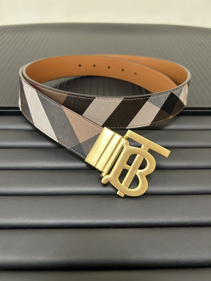 Burberry London Check Canvas Belt with Gold TB Buckle view