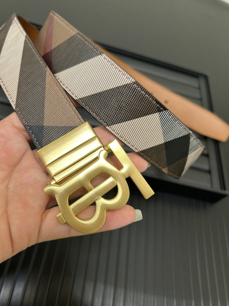 Burberry London Check Canvas Belt with Gold TB Buckle view