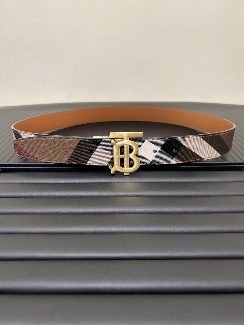 Burberry London Check Canvas Belt with Gold TB Buckle view
