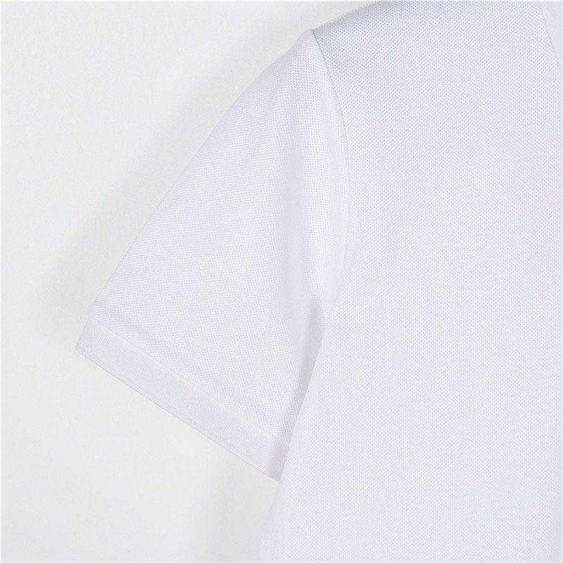 White Short Sleeve Polo Shirt with Red Stripe Detail view